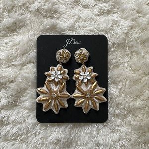 JCrew Gold & Rhinestone Floral Earrings